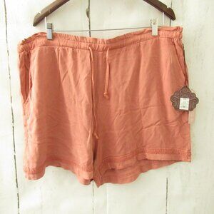 New Knox Rose Shorts XXL Pink Pull On High Waisted Rise Pockets